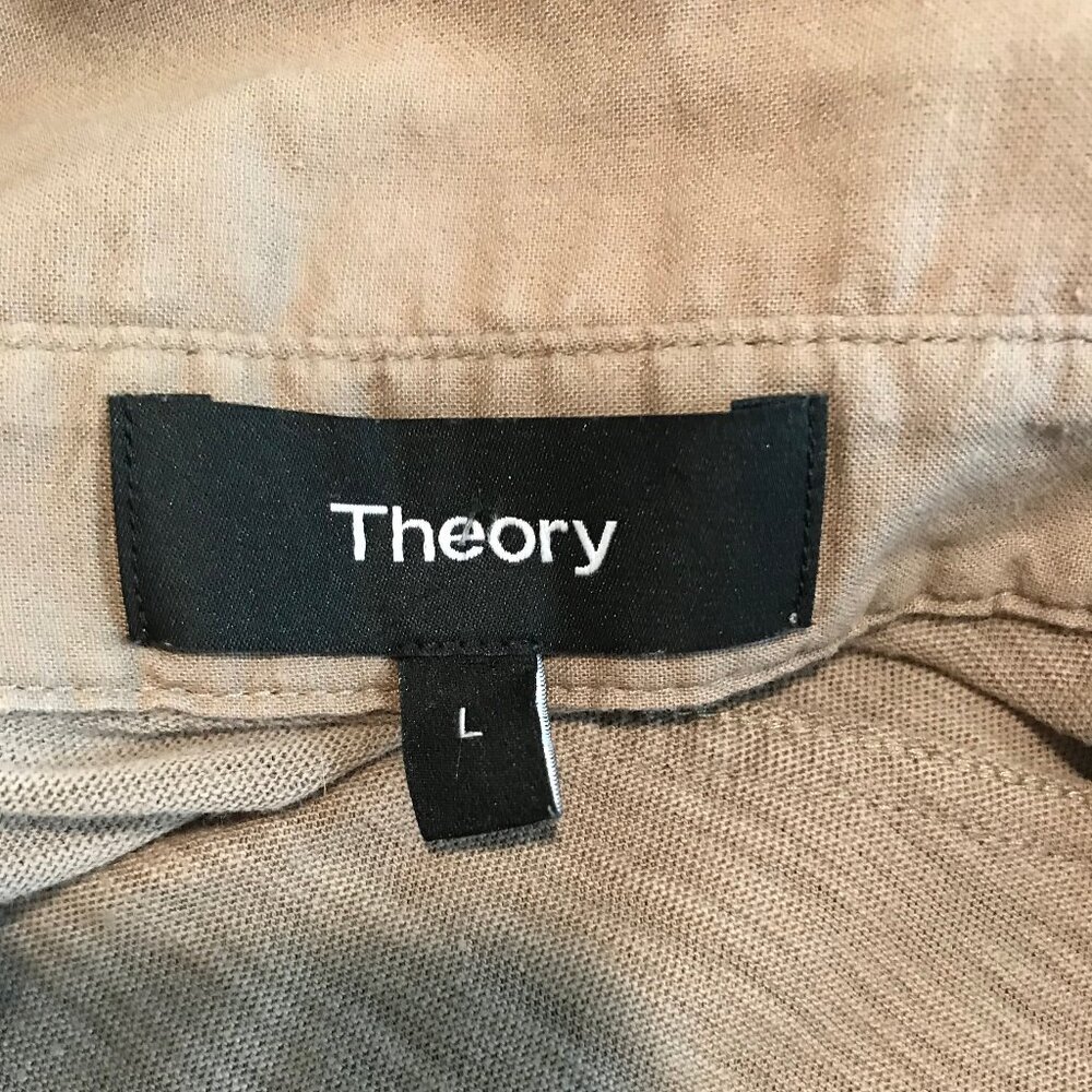 THEORY Brown  Riduro C.Nebulous 100% Organic Cotton Button Down Shirt Size L - Picture 7 of 8